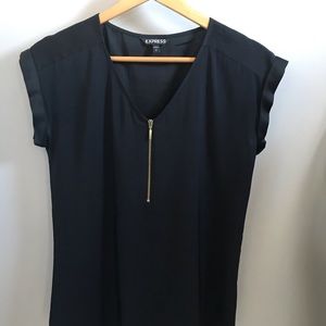 Express black zipper short sleeve shirt size small